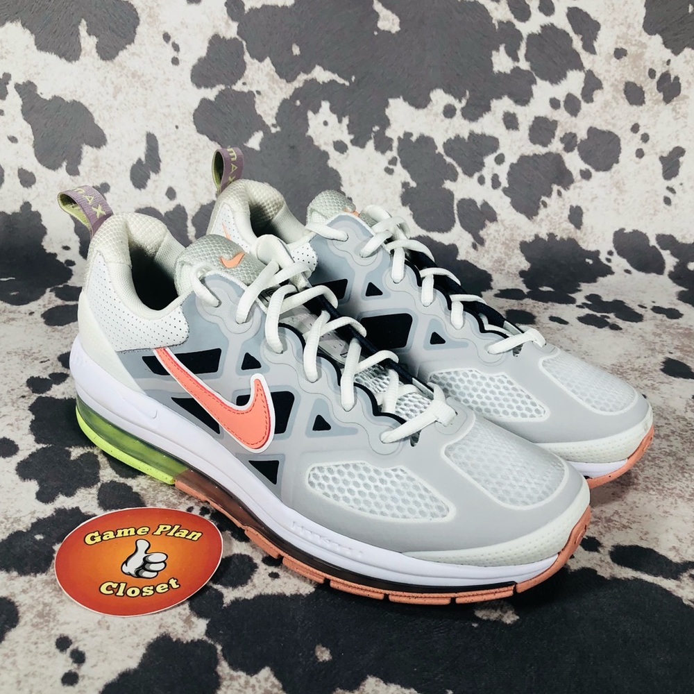 Nike Athletic Shoes Light Gray with Peach and Neon Green Accents